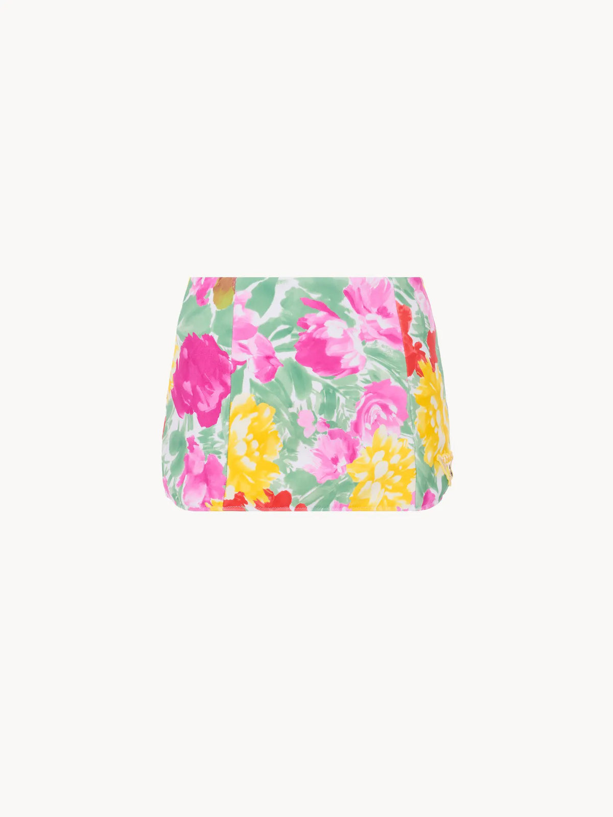 Garden-print high-waisted swim skirt