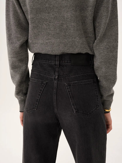 High-rise cropped jeans in denim