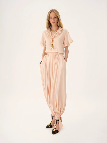 Fluid cropped pants in silk