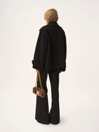 Oversized short coat in wool