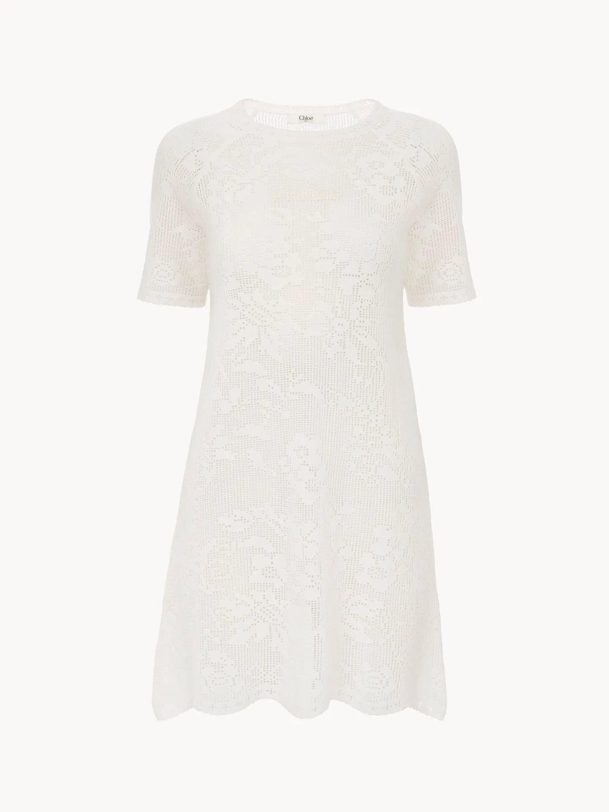 Short-sleeve fitted mini dress in a cotton knit