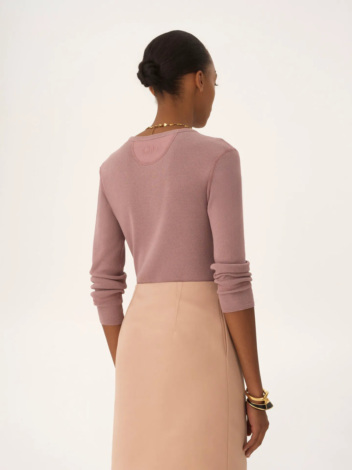 Fitted Henley shirt in cotton jersey