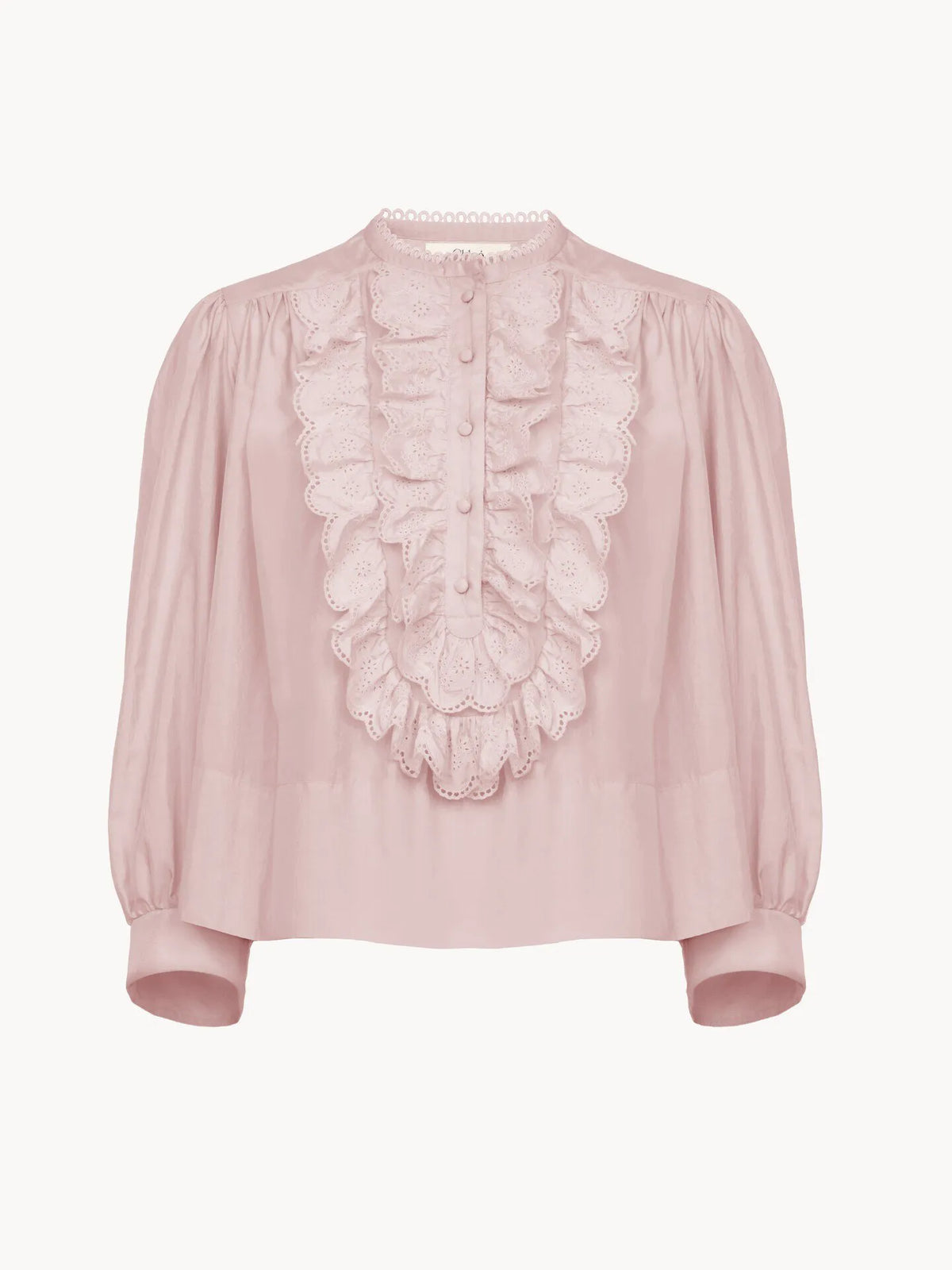 Gathered ruffle top in technical taffeta