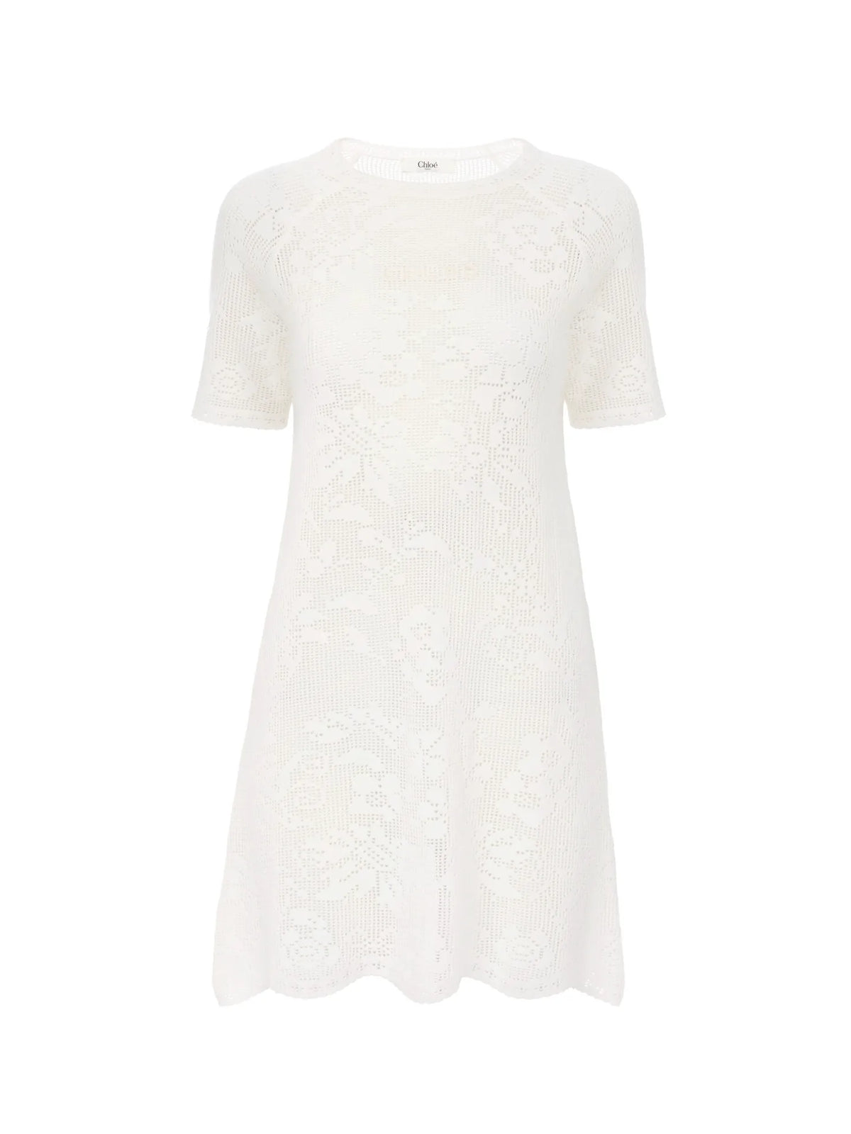 Short-sleeve fitted mini dress in a cotton knit