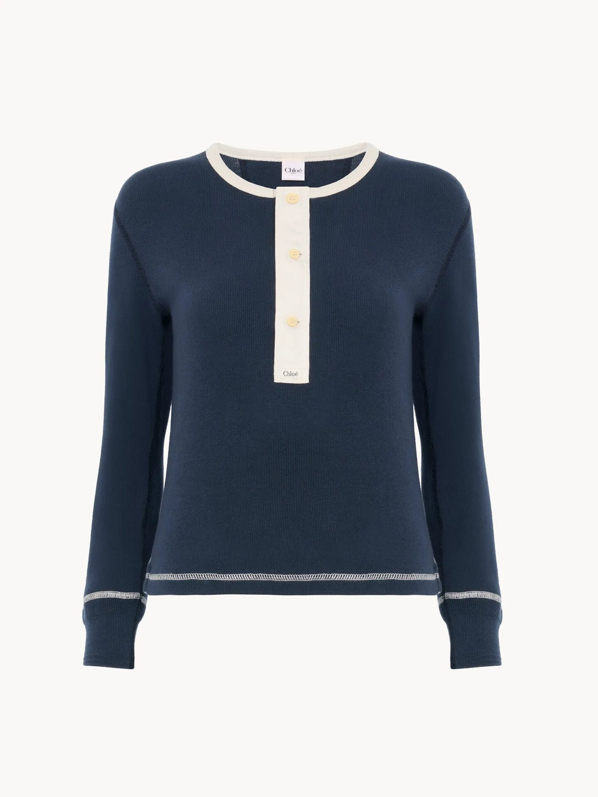 Fitted Henley shirt in cotton jersey