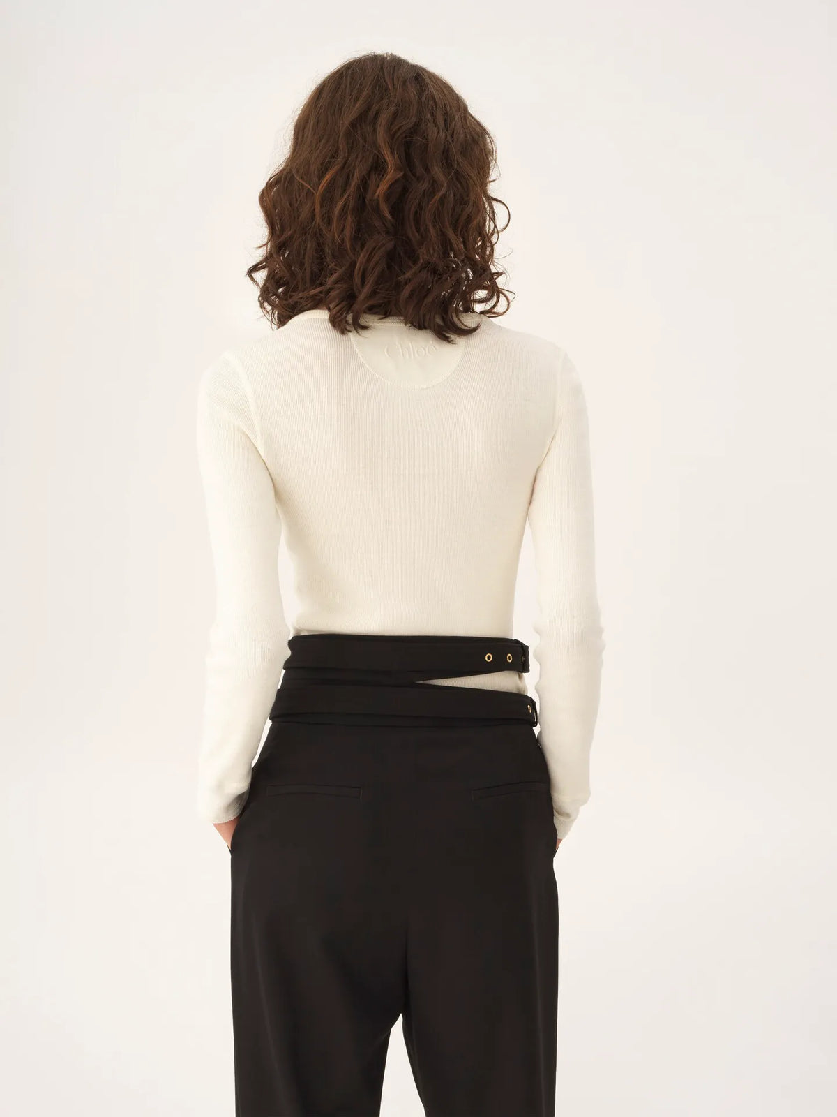 Scoop-neck Henley shirt in cotton jersey