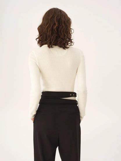 Scoop-neck Henley shirt in cotton jersey