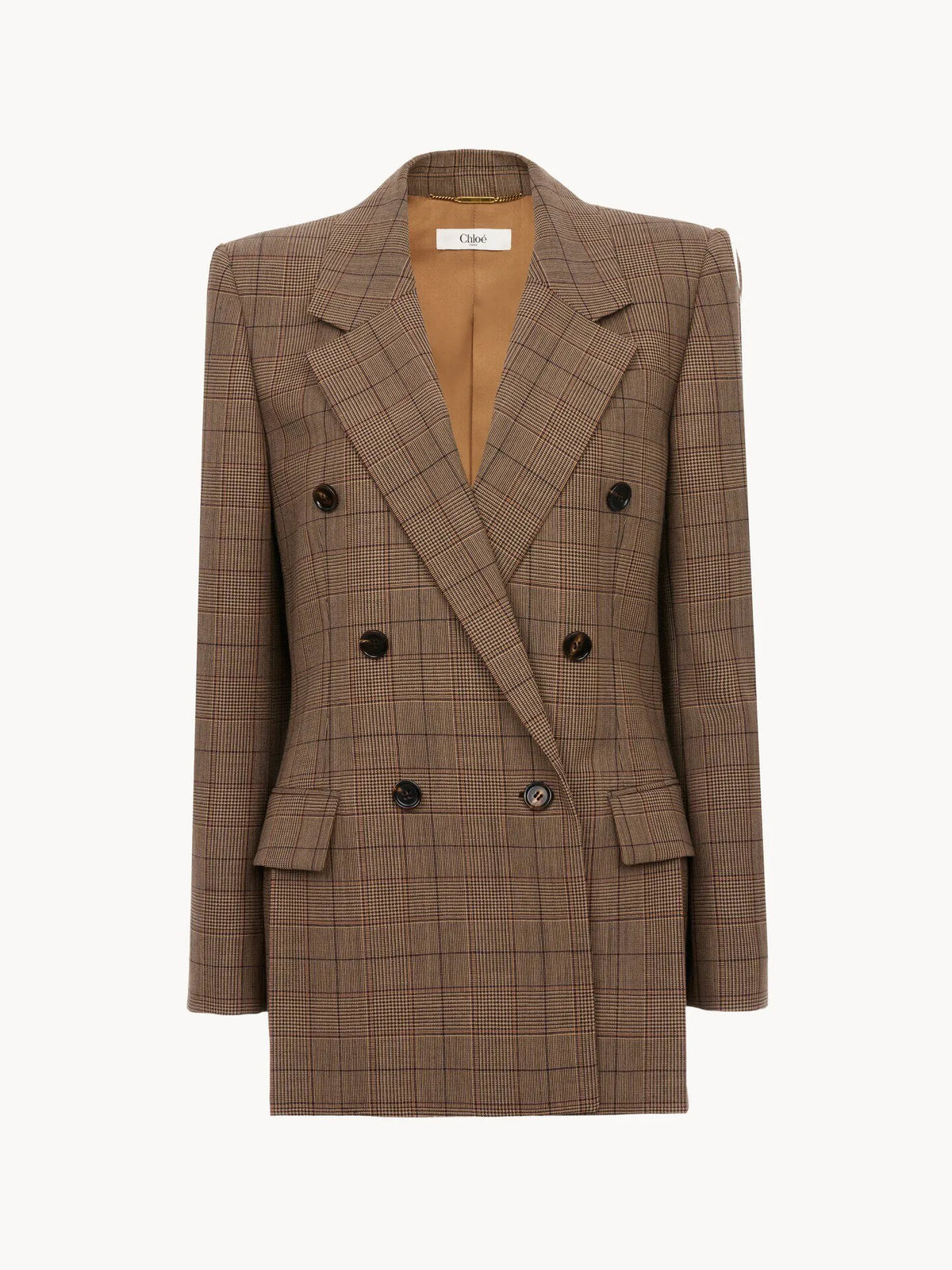 Double-breasted tailored jacket in check wool