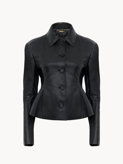 Fitted tailored jacket in leather