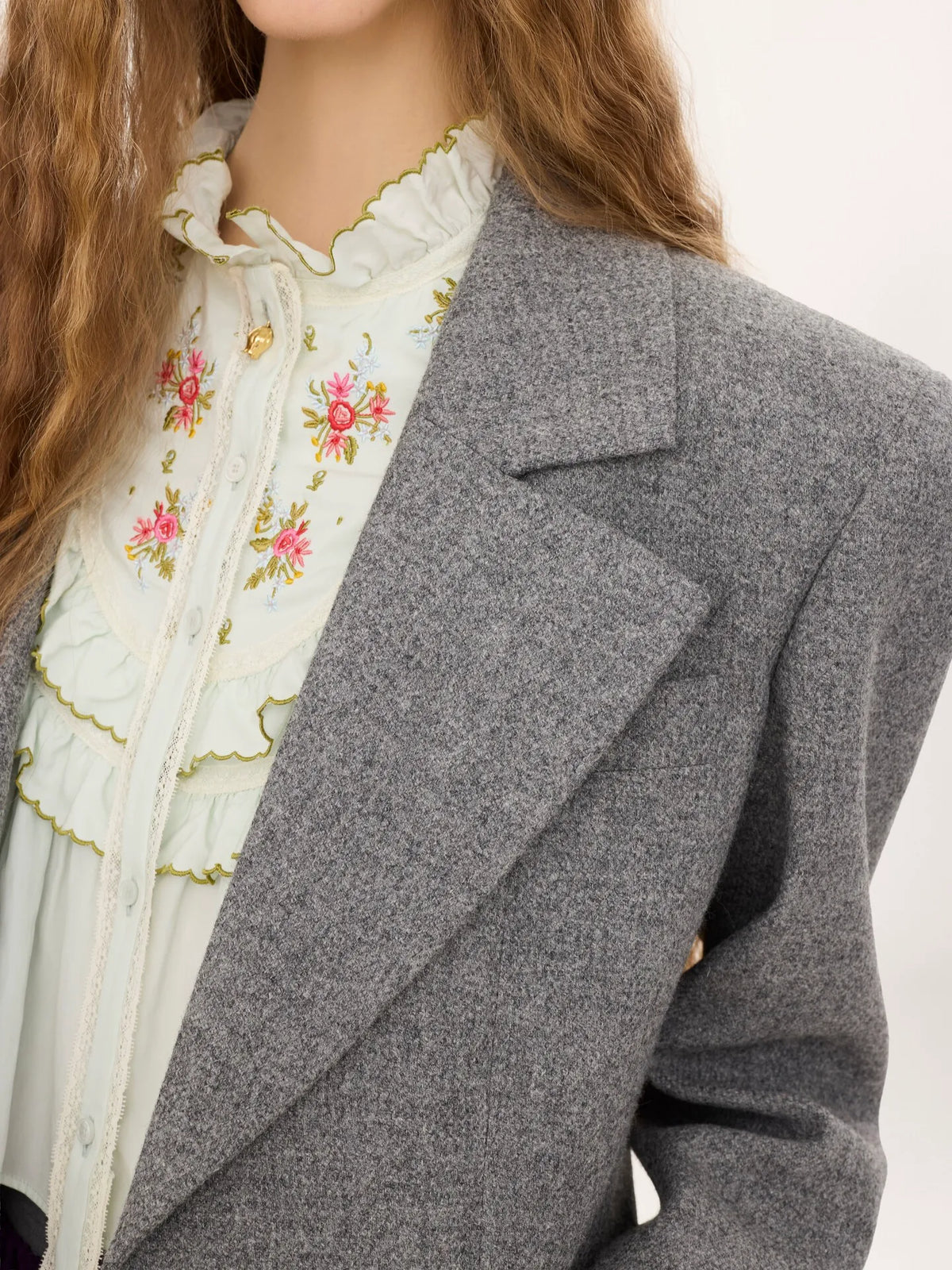 Single-breasted tailored jacket in chiné wool