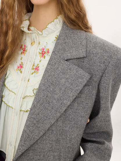 Single-breasted tailored jacket in chiné wool