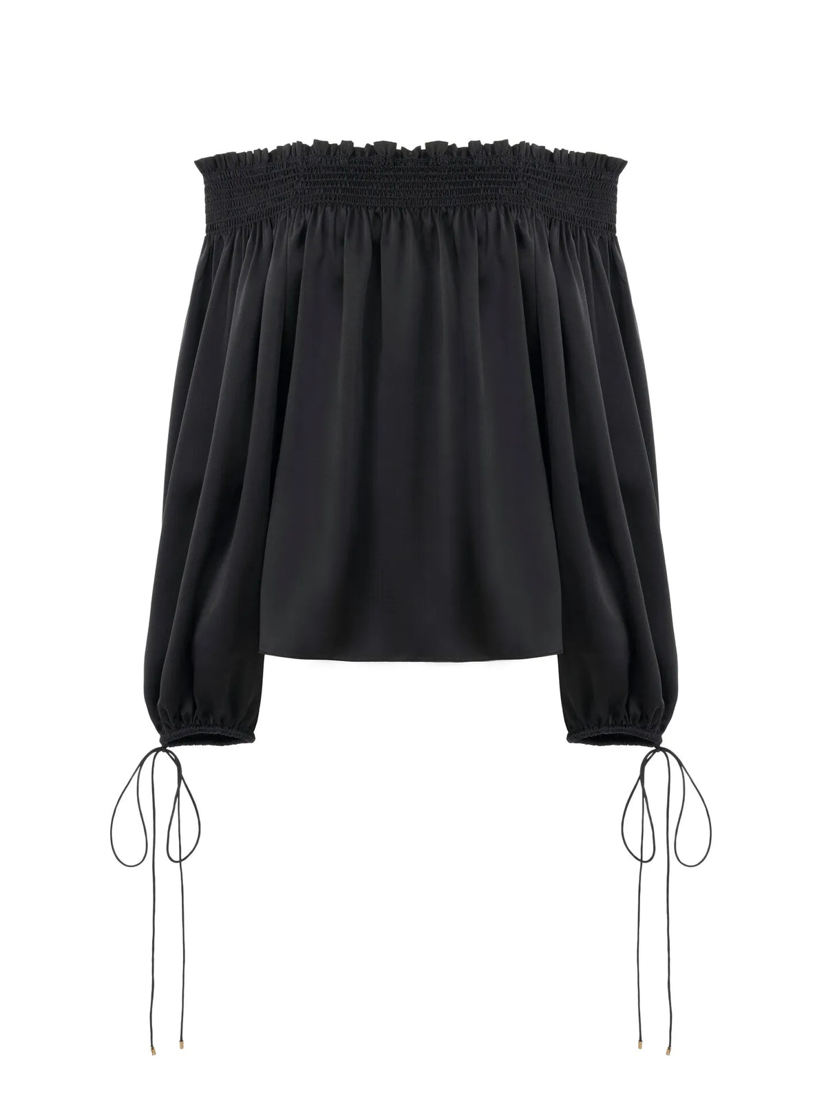 Off-the-shoulder top in washed silk satin