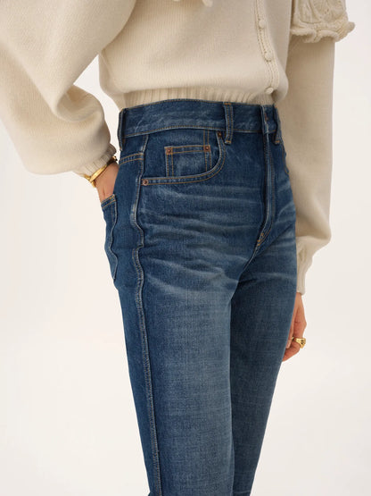 High-rise capri jeans in denim