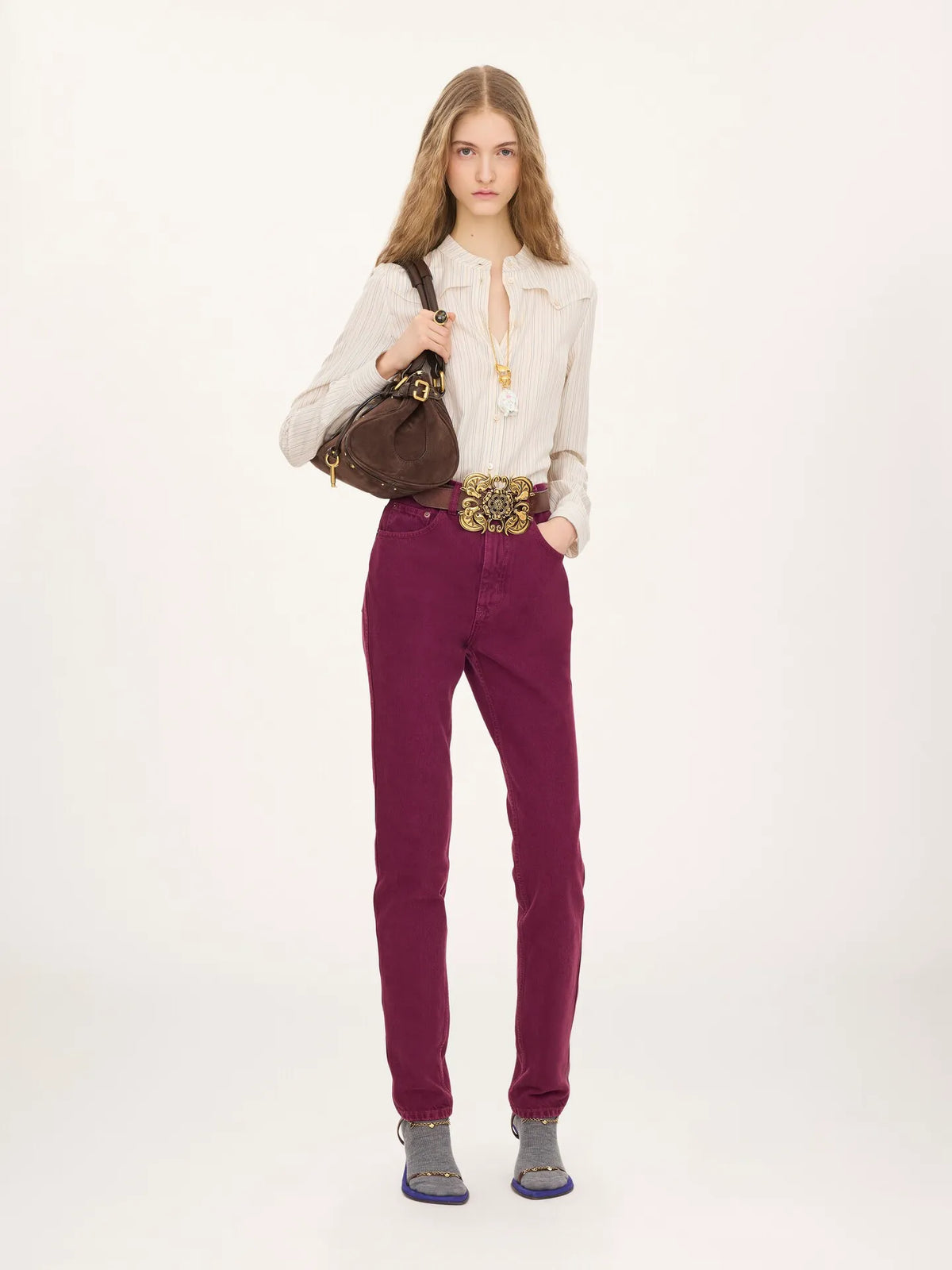 Fitted blouse in silk poplin
