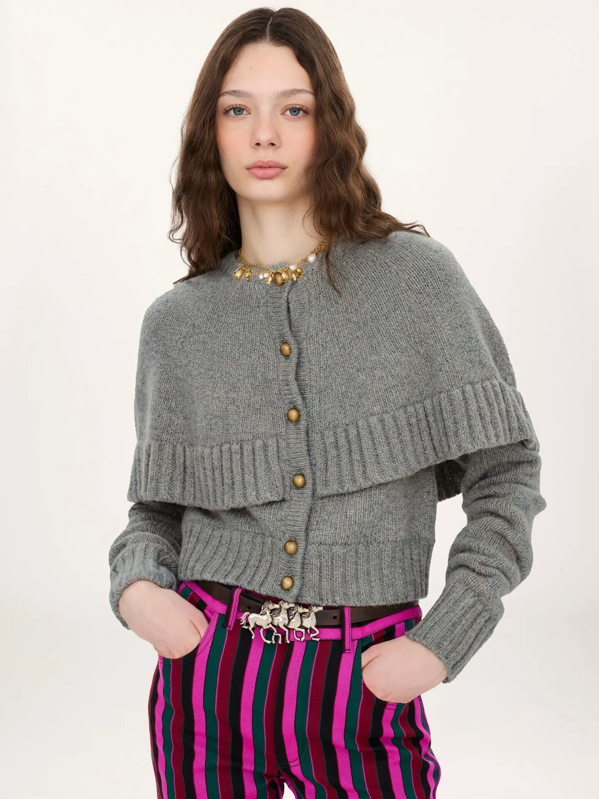 Cape cardigan in a wool & cashmere knit