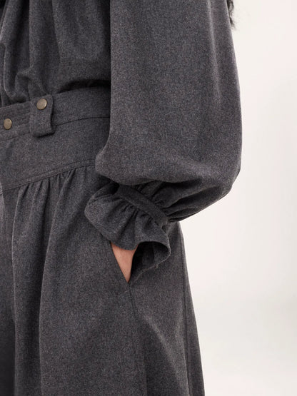 High-rise barrel pants in wool & cashmere flannel