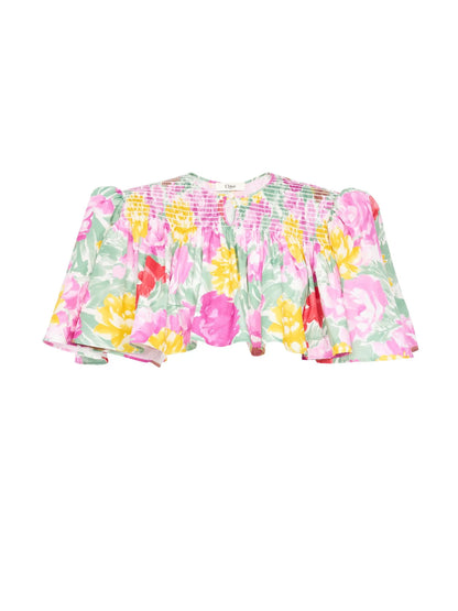 Gathered cropped top in cotton poplin