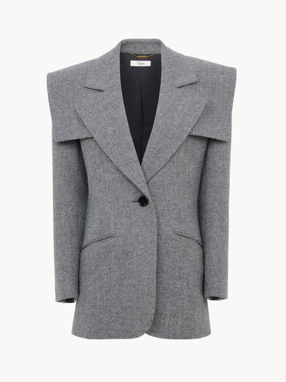 Single-breasted tailored jacket in chiné wool