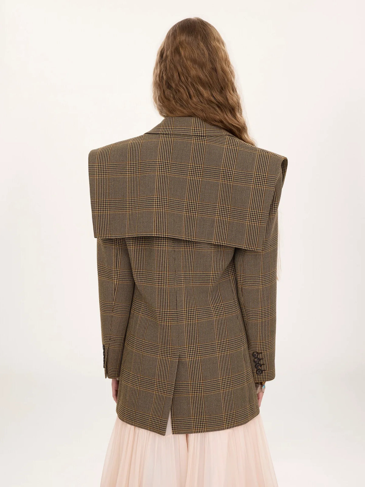 Single-breasted tailored jacket in Prince of Wales wool