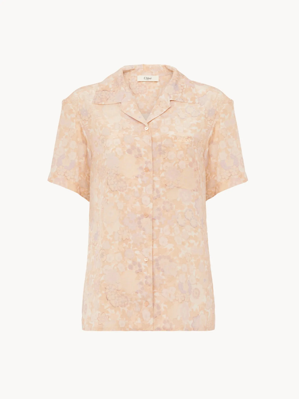 Short-sleeve blouse in crêpe de chine