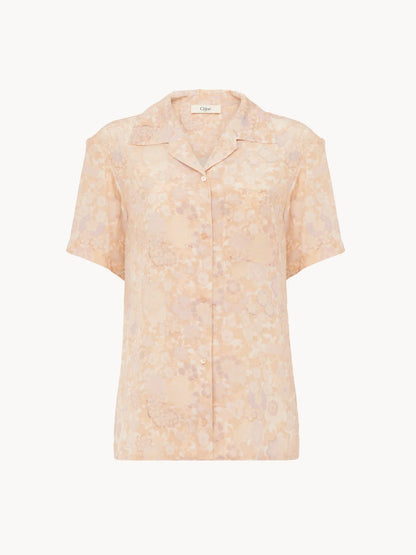 Short-sleeve blouse in crêpe de chine