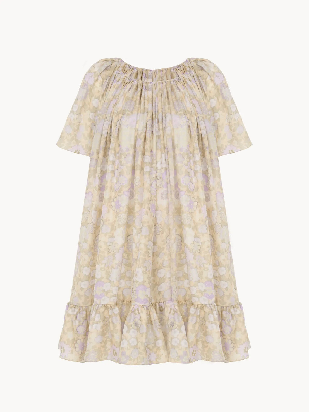 Short pleated dress in silk charmeuse