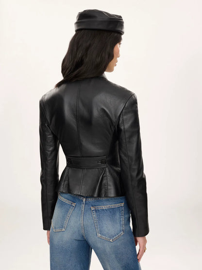 Fitted tailored jacket in leather