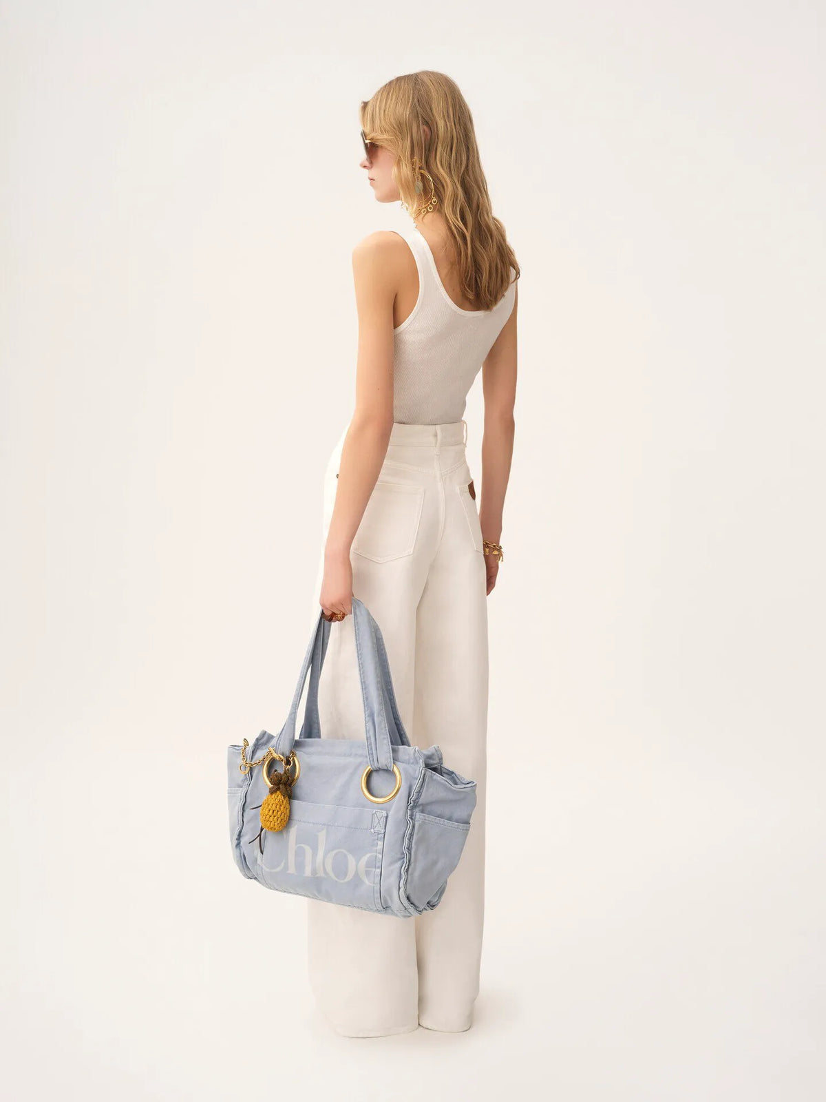Fitted tank top in cotton jersey & guipure