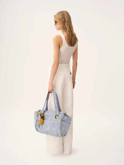 Fitted tank top in cotton jersey & guipure