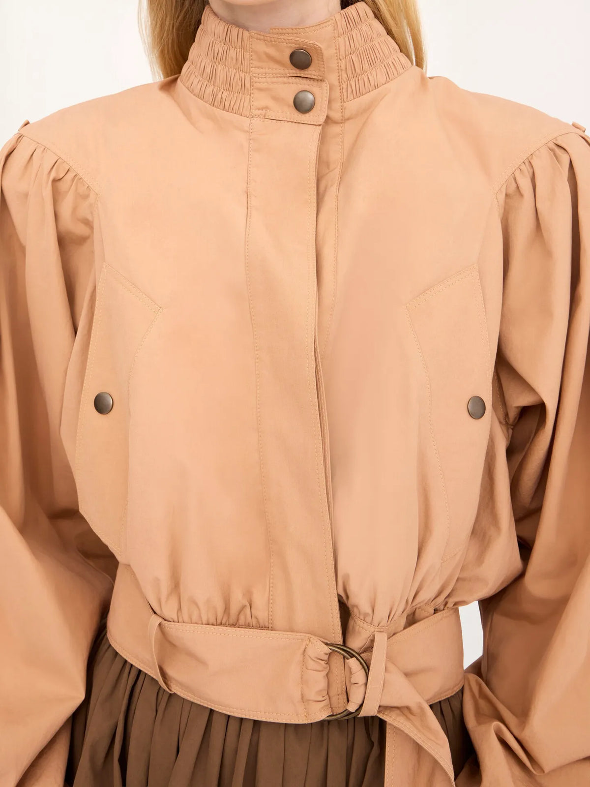 Gathered cropped jacket in cotton poplin