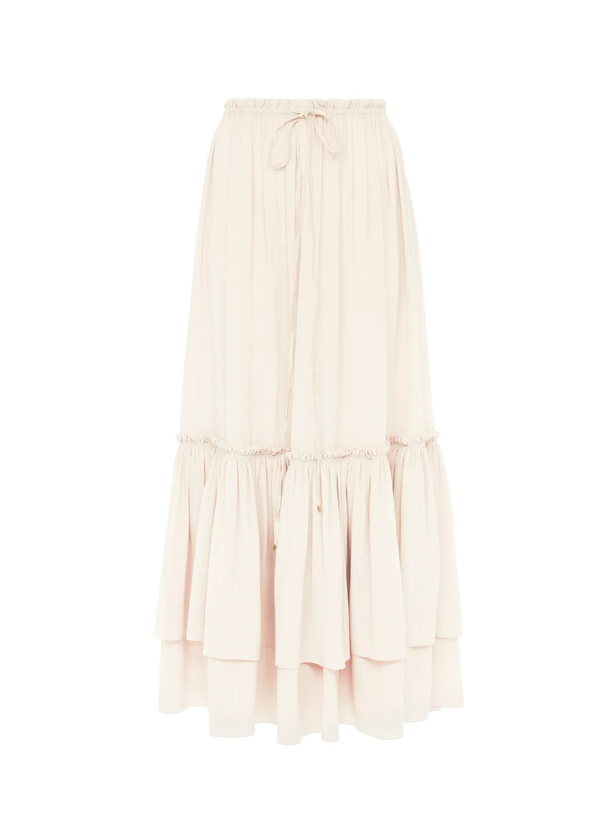 Ruffled long skirt in silk mousseline