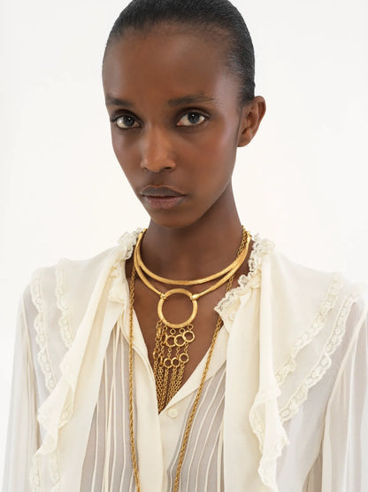 Ruffled blouse in silk georgette