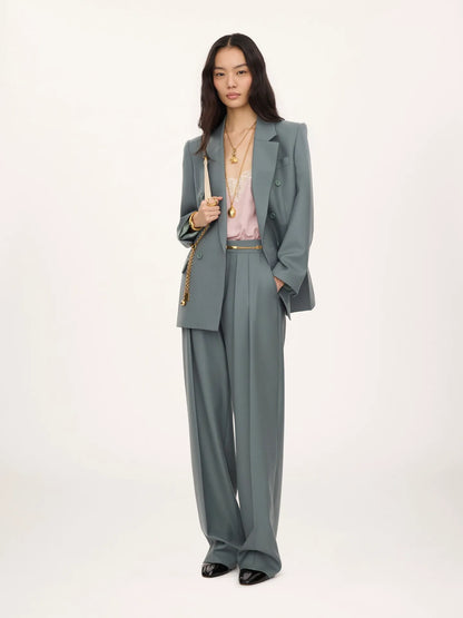 Double-breasted tailored jacket in wool gabardine