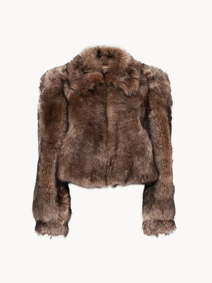 Cropped jacket in shearling