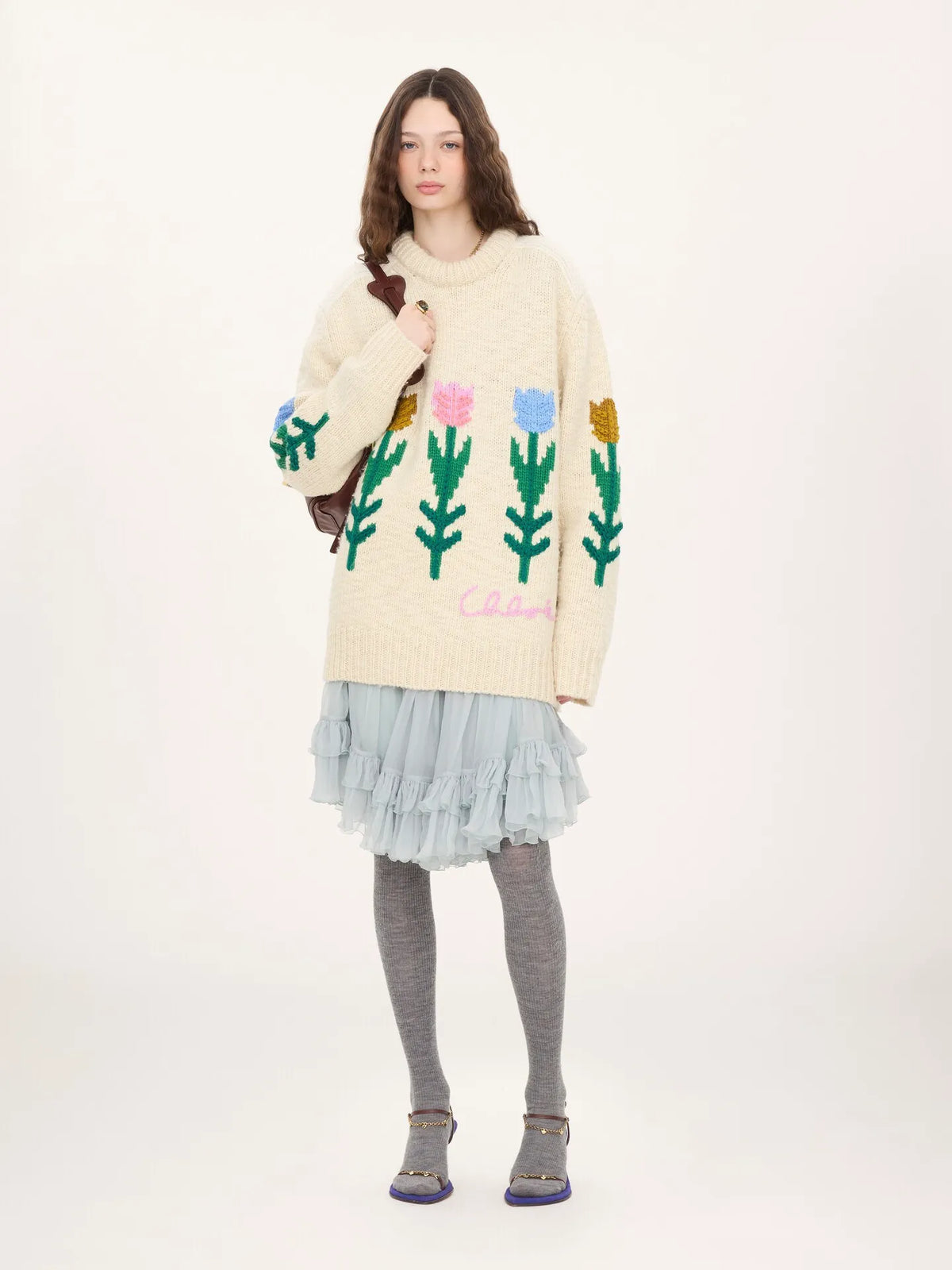 Oversized logo sweater in a wool knit
