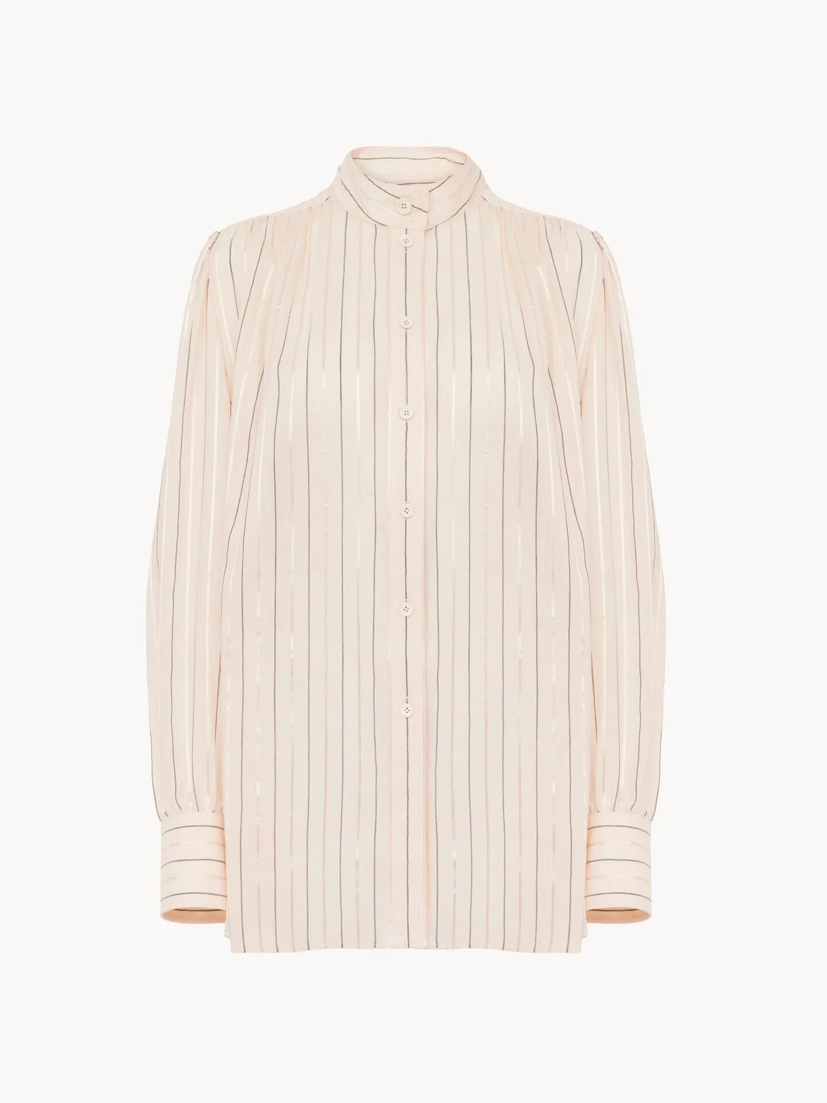 Gathered blouse in cotton & silk poplin